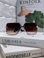 SQUARE SUNGLASSES 570264 IN GOLD METAL BROWN SMOKE LENS
