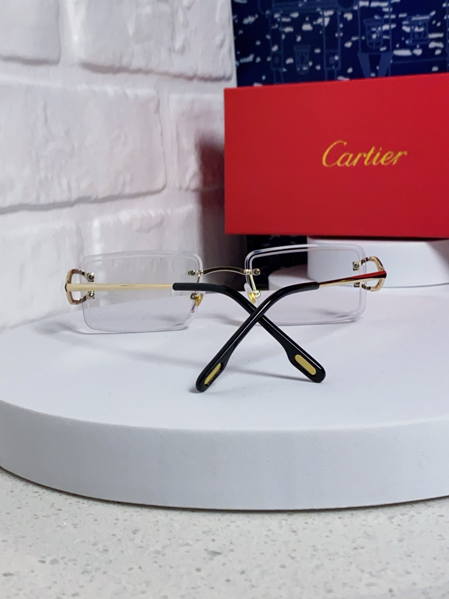 CARTIER 26S RIMLESS RECTANGULAR FRAME IN METAL 435994