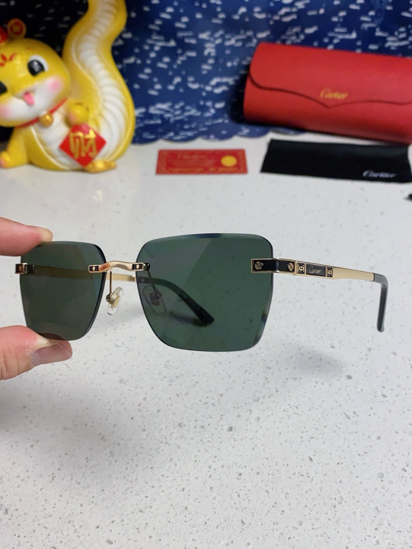 CARTIER 26S RIMLESS RECTANGULAR FRAME IN METAL 438004