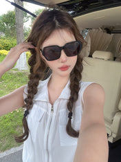 SQUARE SUNGLASSES 638932 IN BLACK ACETATE
