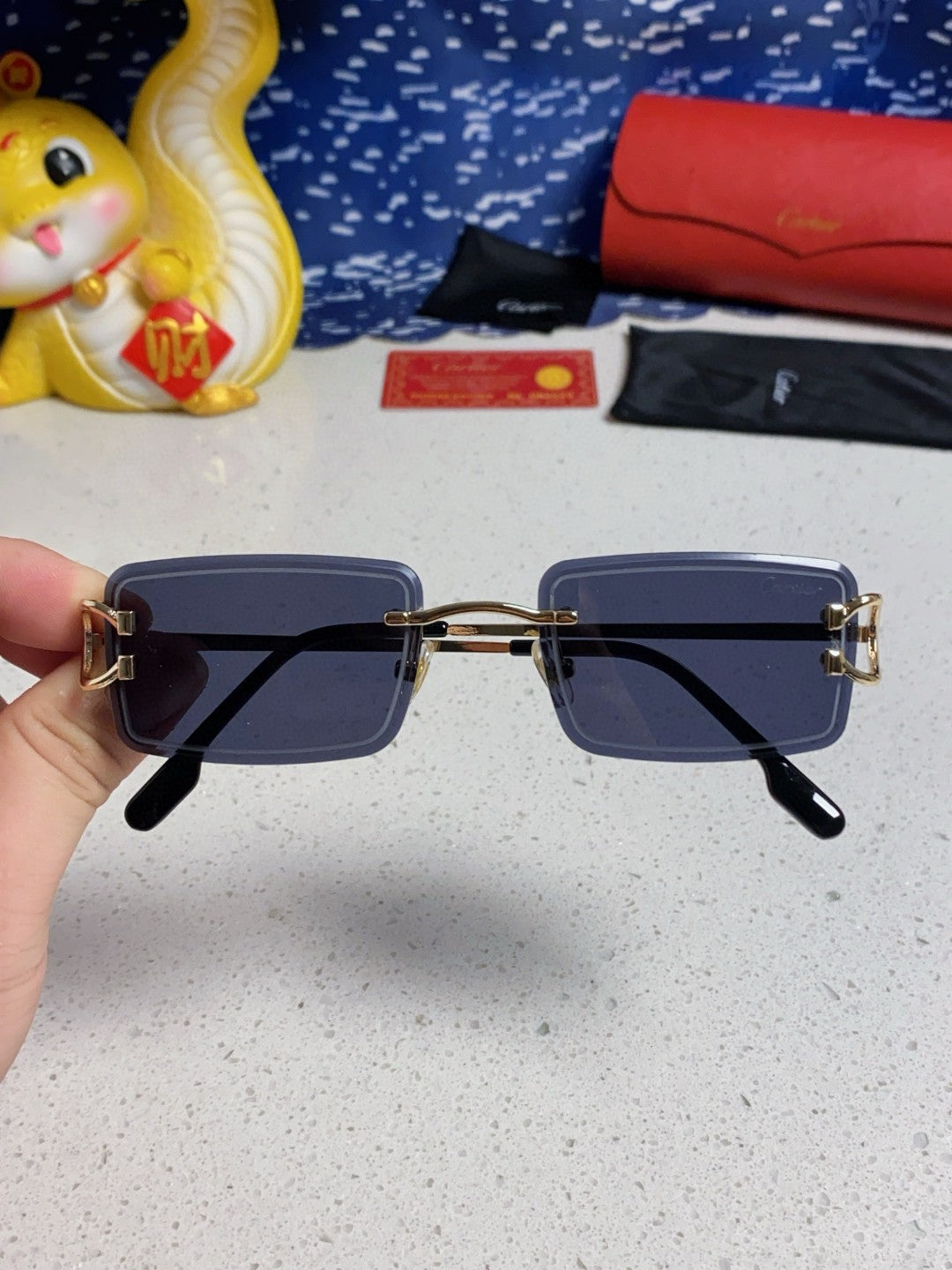 CARTIER 26S RIMLESS RECTANGULAR FRAME IN METAL 435997
