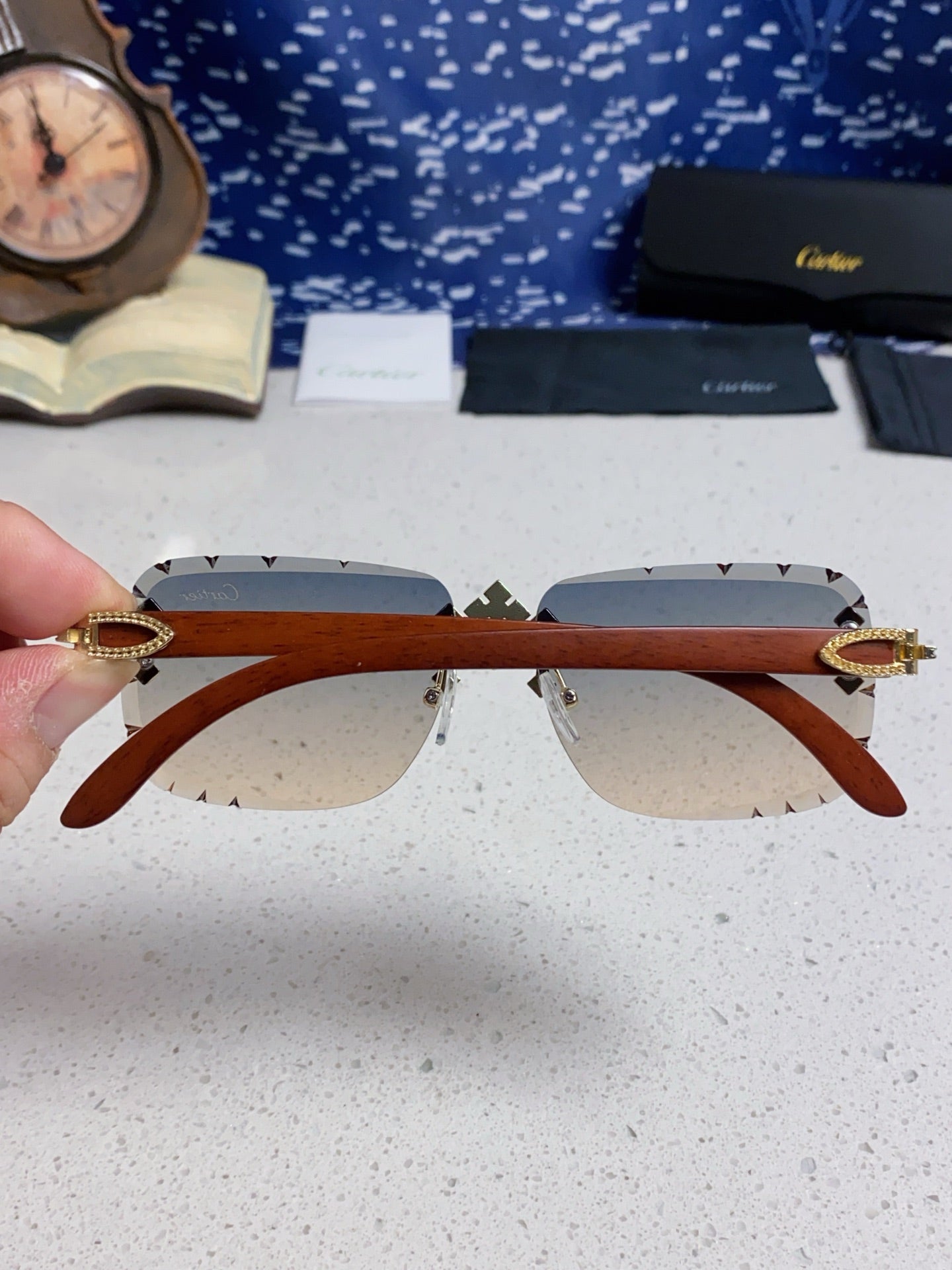 CARTIER 26S RIMLESS RECTANGULAR FRAME IN METAL 436005