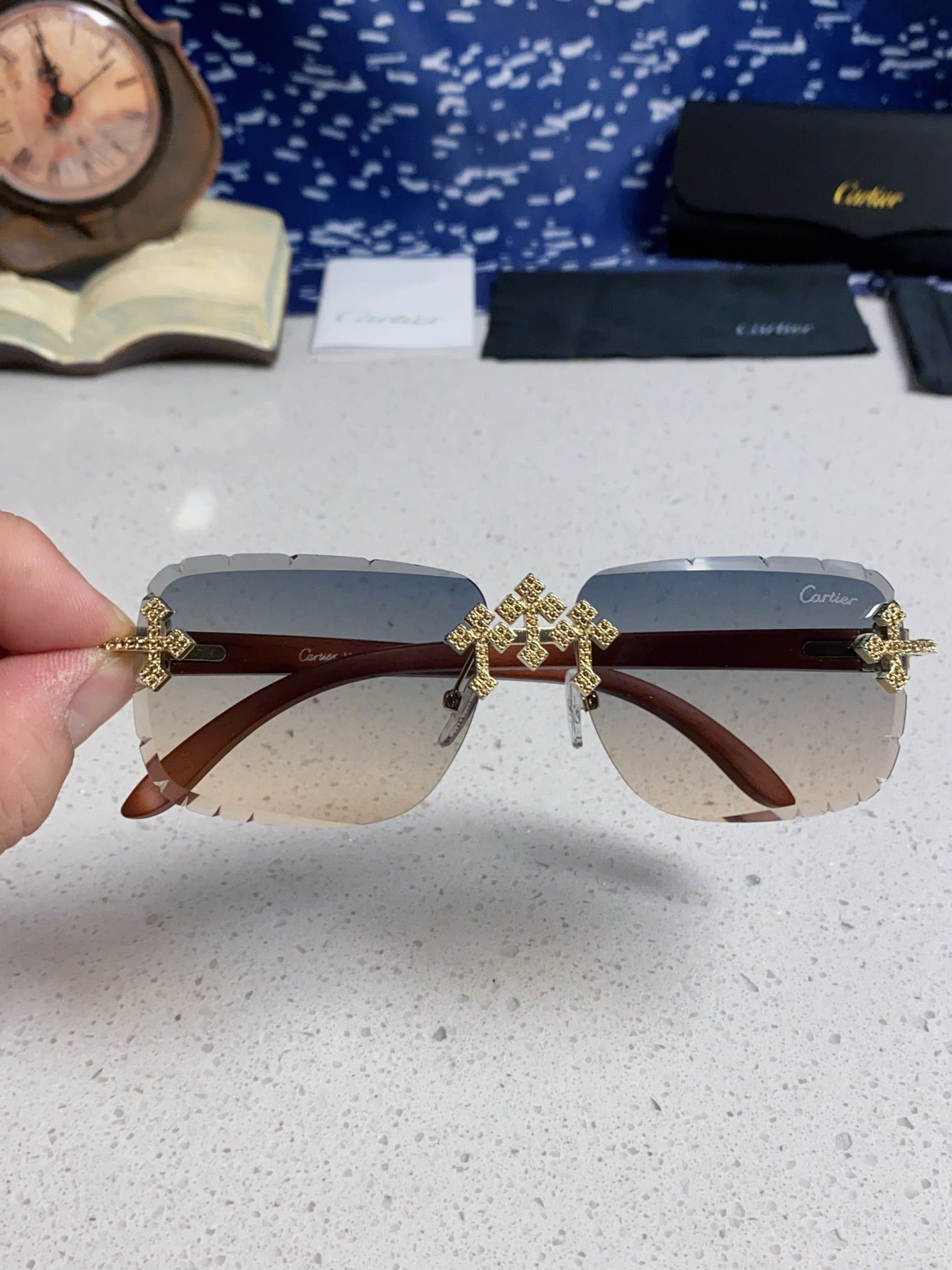 CARTIER 26S RIMLESS RECTANGULAR FRAME IN METAL 436005