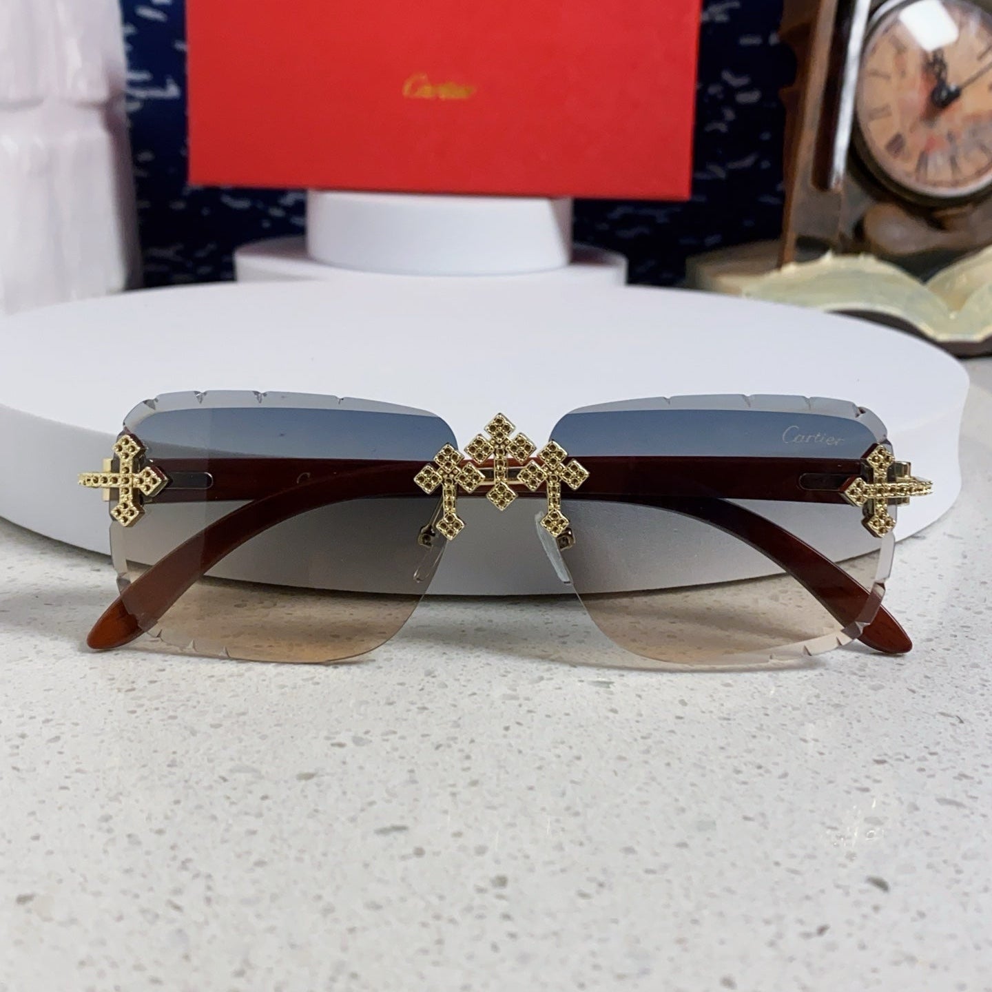CARTIER 26S RIMLESS RECTANGULAR FRAME IN METAL 436005