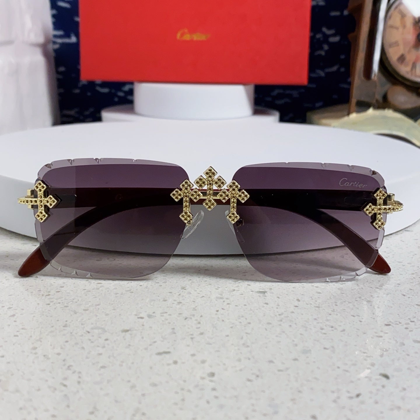 CARTIER 26S RIMLESS RECTANGULAR FRAME IN METAL 436009