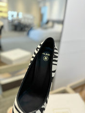 BALMAIN 25S HIGH HEELS 95MM IN WHITE AND BLACK ZEBRA PRINT CALFSKIN