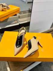 ALLURE HIGH 8 CM SLINGBACK IN SAND BROWN CALFSKIN