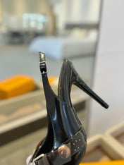 HIGH HEELS 95 MM IN BLACK PATENT CALFSKIN WITH CRYSTALS