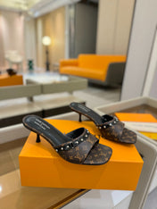 LV X TM 6AM HIGH 4 CM MULE IN CHOCOLATE BROWN MONOGRAM CALFSKIN