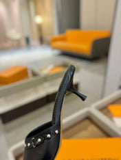 LV X TM 6AM HIGH 4 CM MULE IN BLACK CALFSKIN