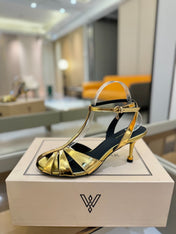 HIGH SANDALS 75 MM IN GOLD CALFSKIN