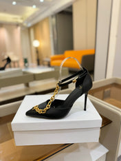 BALMAIN 25S SYNC STILETTOS WITH POINTED TOE 95MM IN BLACK CALFSKIN