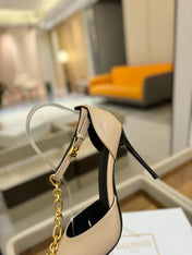 BALMAIN 25S SYNC STILETTOS WITH POINTED TOE 95MM IN BEIGE CALFSKIN
