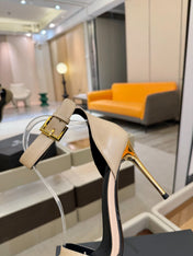BALMAIN 25S HIGH HEELS 95MM IN BEIGE CALFSKIN