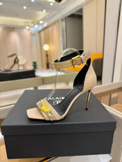 BALMAIN 25S HIGH HEELS 95MM IN BEIGE CALFSKIN