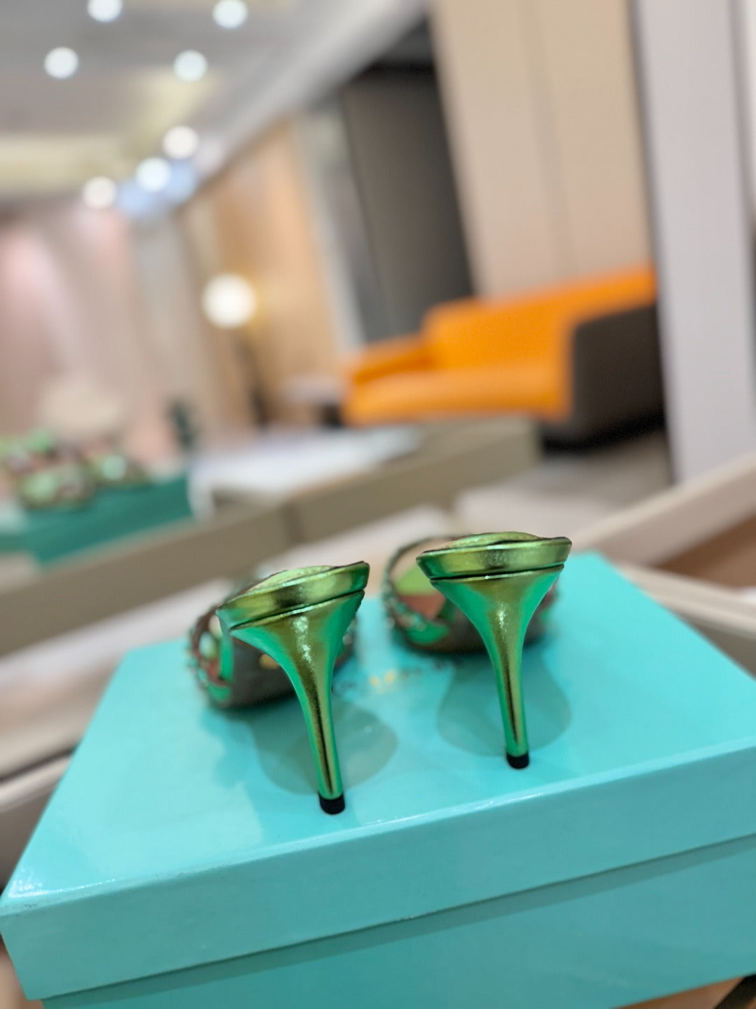 AQUAZZURA 26S TEQUILA HEELED SANDALS 85 MM IN GREEN LAMBSKIN