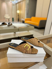 BALMAIN 26S SANDALS IN BROWN CANVAS