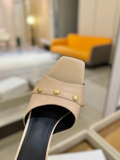 BALMAIN 26S HEELED SANDALS 70 MM IN BEIGE CALFSKIN