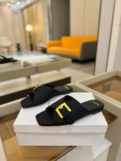 BALMAIN 26S SANDALS IN BLACK CANVAS