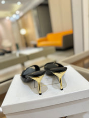 BALMAIN 26S HEELED SANDALS 70 MM IN BLACK CALFSKIN