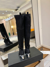 BALMAIN 26S HIGH-TOP BOOTS 75 MM IN BLACK FLYKNIT