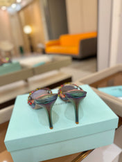 AQUAZZURA 26S TEQUILA HEELED SANDALS 85 MM IN METALLIC LAMBSKIN