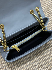 LOULOU SMALL 25 IN ASH BLUE LAMBSKIN GOLD HARDWARE