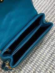 LOULOU MINI BAG 20 IN DARK CYAN LAMBSKIN GOLD HARDWARE