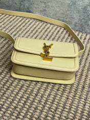 SOLFERINO SMALL SATCHEL 19 IN CANARY YELLOW CALFSKIN GOLD HARDWARE