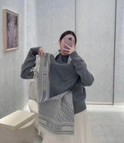 OBLIQUE 190 CM SCARF IN LIGHT GREY TECHNICAL CASHMERE 415487