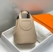 HERMES 25S IN THE LOOP 18 IN LIGHT BROWN CALFSKIN SILVER HARDWARE
