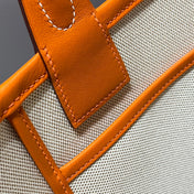 STEEPLE 28 BAG IN OFF-WHITE MIX LIGHT ORANGE CANVAS AND CALFSKIN