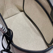STEEPLE 28 BAG IN OFF-WHITE H CANVAS AND BLACK SWIFT CALFSKIN