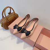 MIUMIU 26S BALLET FLATS IN LIGHT PINK CALFSKIN WITH BOW