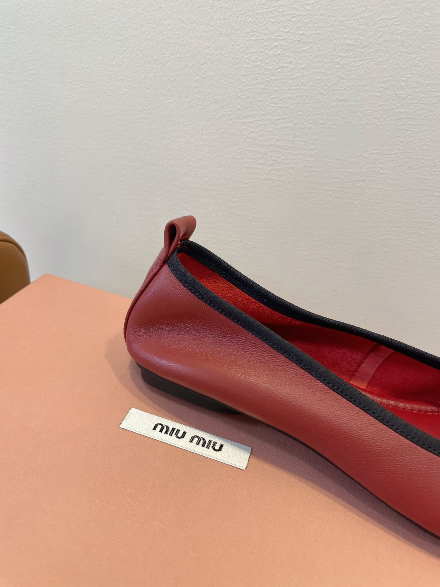 MIUMIU 26S BALLET FLATS IN DARK RED CALFSKIN WITH BOW