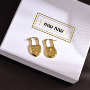 MIUMIU 26S PADLOCK DROP EARRINGS IN GOLD TONE METAL 630015