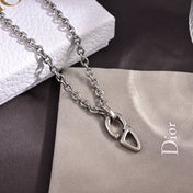 CD 26S CD LOGO CHAIN LINK PENDANT NECKLACE IN SILVER METAL 633196
