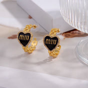 MIUMIU 26S MIU HEART LOGO HOOP EARRINGS WITH CRYSTALS IN GOLD TONE METAL 633205
