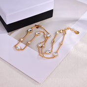 MIUMIU 26S GOLD CRYSTAL STATION CHAIN NECKLACE IN GOLD TONE METAL 633925