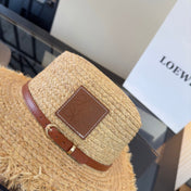 LOEWE 26S FRAYED BRIM RAFFIA BOATER HAT STYLE 188