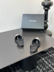 CHANEL 26S FLAT POINTED-TOE SLINGBACKS  IN BLACK AND WHITE LAMBSKIN