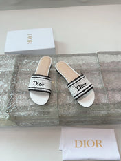 DIOR 26S WOVEN-STRAP SANDALS IN WHITE CALFSKIN