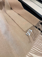 ANAGRAM DOUBLE-SIDED SCARF 182 CM IN CAMEL BEIGE WOOL AND CASHMERE 357779