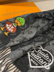 TIGER PATTERN SCARF 205 CM IN BLACK CASHMERE  390875