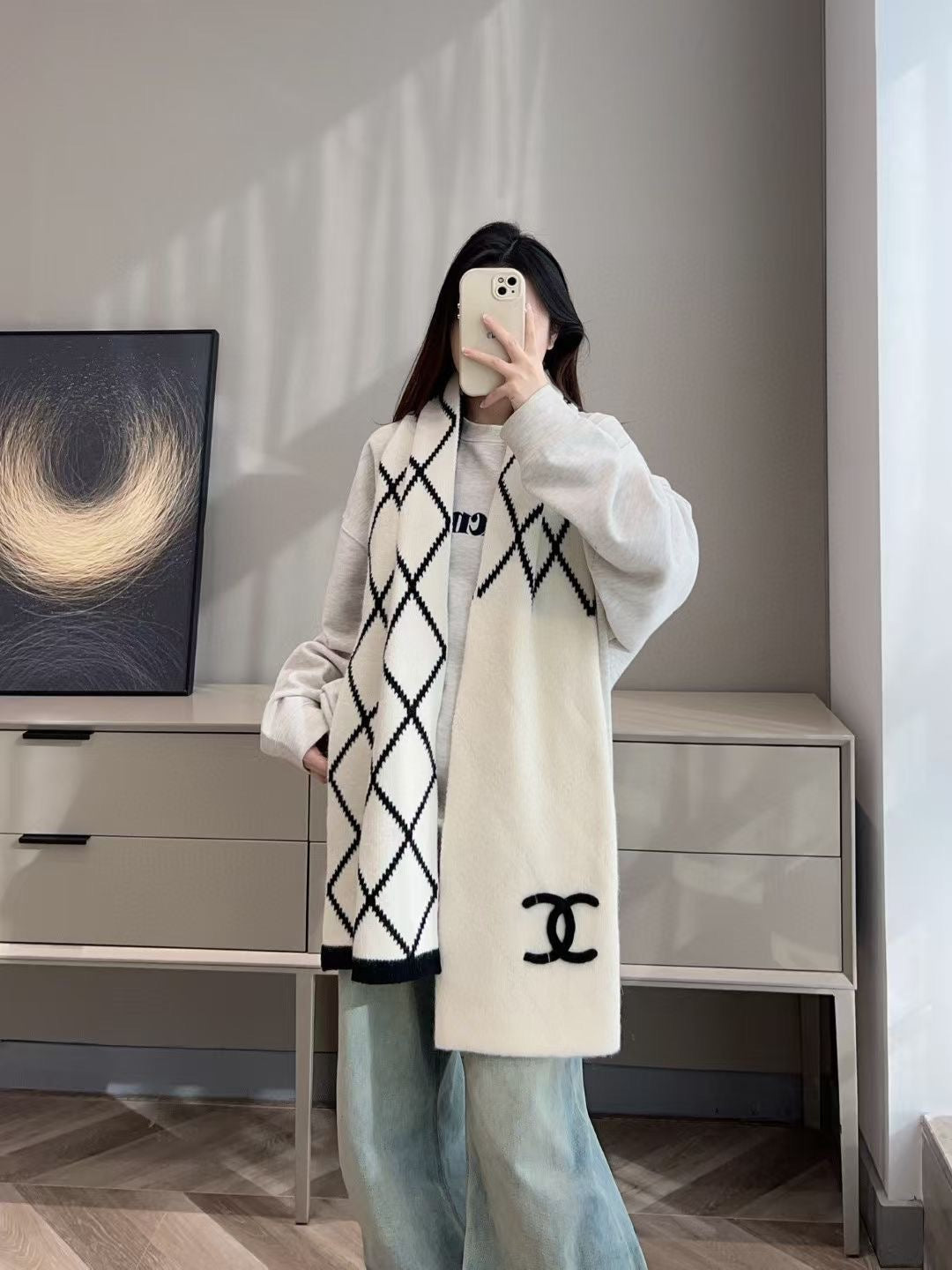 CHANEL 25S SCARF 180 CM IN WOOL CASHMERE 943032