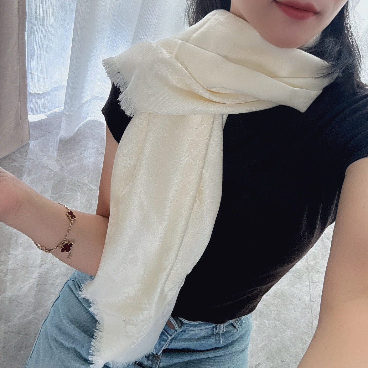 DIOR 26S SCARF 120 IN CASHMERE AND SILK 427392