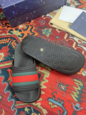 GG WEB SLIDE SANDAL BLACK RUBBER