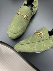 GUCCI 26S LOAFERS IN MOSS GREEN CANVAS