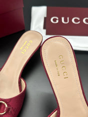 GUCCI 26S HIGH-HEELED SANDALS 50 MM IN RED CANVAS