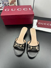GUCCI 26S HIGH-HEELED SANDALS 50 MM IN BLACK CALFSKIN